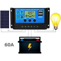 60A 12V/24V Pwm Solar Panel Regulator Charge Controller Auto Focus Tracking - £28.34 GBP