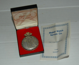 Vintage Majestron  Pocket Watch Box Andre Rivalle 17 Jewels As IS  Overwound? - £44.09 GBP