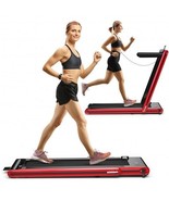 2-in-1 Folding Treadmill with Dual LED Display-Red - Color: Red - €408,55 EUR