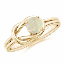 Authenticity Guarantee 
ANGARA Solitaire Opal Infinity Knot Ring in 14K Yello... - £517.17 GBP