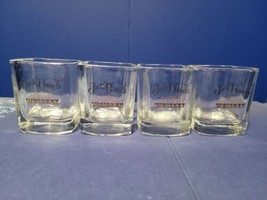 Jack Daniels Whiskey Old No. 7 Square Rocks Glass Heavy Thick Used lot of 4 - £23.50 GBP