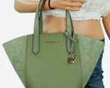 New Michael Kors Portia Small Tote Leather and Suede Army Green - £61.19 GBP