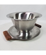 Vintage MCM Gravy Boat Wood Handles Interpur Japan Vintage Stainless Steel - $21.00
