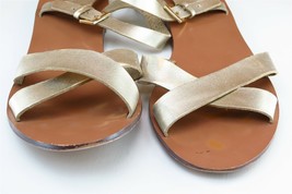 J. Crew Sz 10 M Gold Ankle Strap Leather Women Sandals - £15.53 GBP