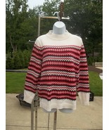 NWT TALBOTS IVORY&amp;RED SWEATER L $99 - £23.94 GBP