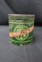 Old EDGEMONT CRACKERS Adv. Tin Can Canister GREEN &amp; GREEN Co. 1930s With... - $28.04