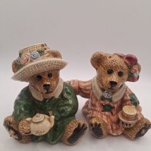 Boyds Bears Bearware pottery Emma &amp; Bailey tea time salt and pepper shakers  - £11.39 GBP