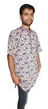 Men Shirt Ethnic Short Collar Kurta Summer Wear Cotton Cloth Short Sleeve  - £26.31 GBP