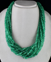 Certified Natural Emerald Beads Uncut 14 L 890 Cts Fine Gemstone Silver Necklace - £6,093.94 GBP
