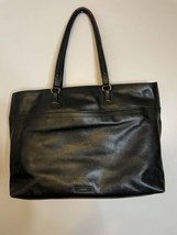 Fossil Julia Black Leather Tote Laptop Work Bag Pebble - $74.99