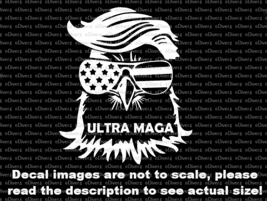 Eagle Head with Trump Hair and US Flag Sun Glasses ULTRA MAGA Decal USA Made  - £5.38 GBP+