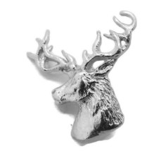 .925 Sterling Silver Deer Buck Head Pendant - £36.55 GBP