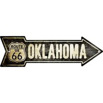 Vintage Route 66 Oklahoma 5&quot; x 17&quot; Novelty Metal Arrow Sign - £9.38 GBP