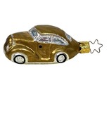 German Blown Glass Gold Car Christmas Ornament Glitter Accents - $14.85