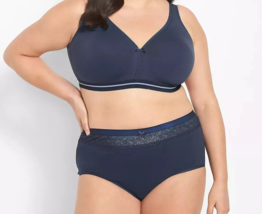 Lane Bryant CACIQUE Cotton Lace Waist Brief Panty NAVY BLUE Plus 30/32 5... - $15.03