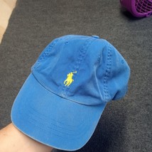 Vintage Polo by Ralph Lauren Hat Blue Strap Back Yellow Pony - £54.94 GBP