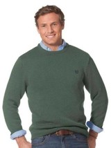 Mens Sweater Chaps Green Long Sleeve Crewneck Heavy Knit Pullover $60 NE... - $29.70