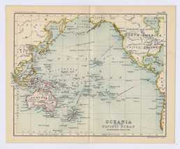 1912 Antique Map Of Oc EAN Ia Pacific Australia / Verso Map Of Hawaii / Fiji - £22.36 GBP