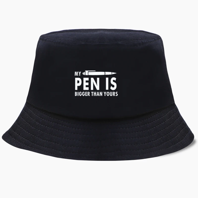 My Pen Is Bigger Than Yours Bob Bucket Hats Panama Fisherman Hat Korean Black Ca - $15.88