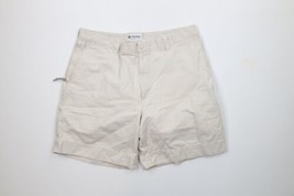 Vintage Columbia Mens 38 Distressed Spell Out Above Knee Canvas Shorts Beige - $44.50