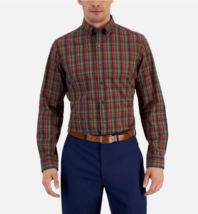 Mens Dress Shirt Slim Fit Olive &amp; Red Plaid Size XL 17-17½ CLUB ROOM $60 - NWT - £14.37 GBP