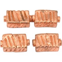 Fluted Rectangle Copper Plated Beads 17mm 17 Grams 4Pcs Approx. - $6.90