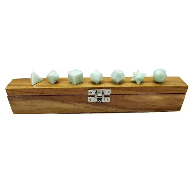 Amazonite Geometry 7 Pcs Platonic Solid Set, Platonic Set, Merlin Crysta... - $26.50