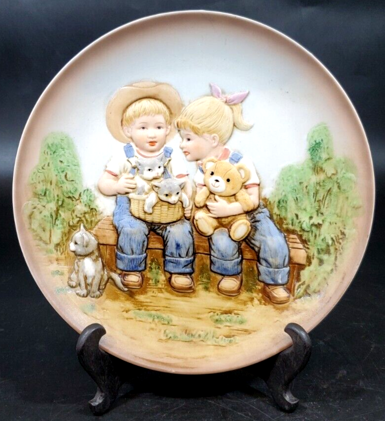 VINTAGE HOMCO  #1505 Denim Days 8 "Plate 1985 by Home Interiors A Sunny Day - $24.74