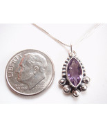 Faceted Amethyst with Silver Dot Accents 925 Sterling Silver Pendant Ver... - $7.19
