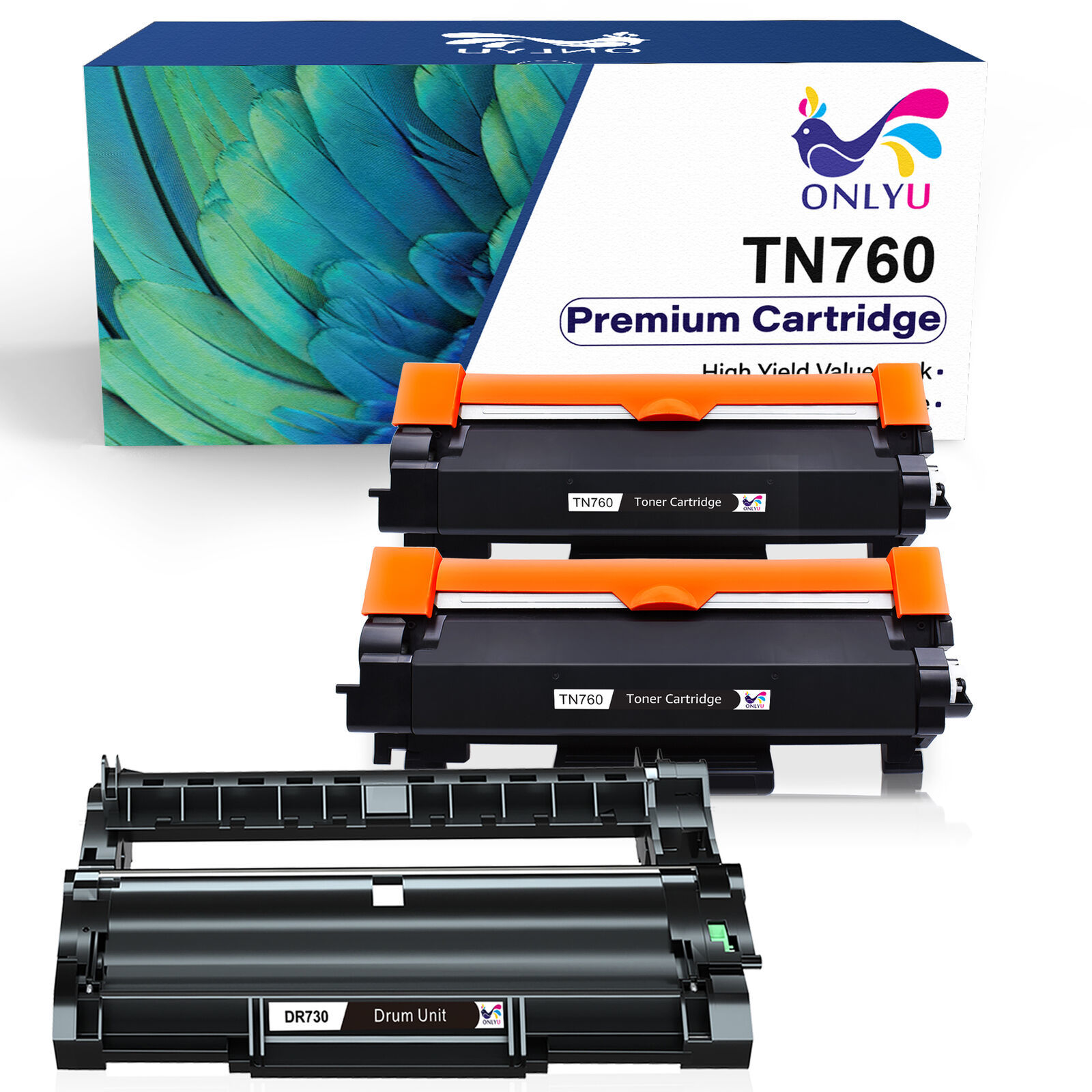 Primary image for 2Pk Tn760 Toner + 1Pk Dr730 Drum Unit For Brother Hl-L2395Dw Hl-L2370Dw Printers
