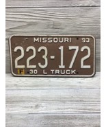 Missouri 1993 License Plate # 223-172 White on Brown VTG 30 L TRUCK Fast... - $282.06 MXN