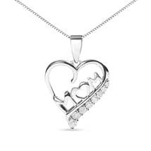 Elegant Sterling Silver Open Heart Pendant Necklace with Diamonds - $202.00