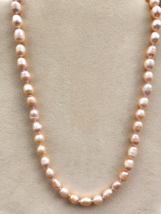 Peach Knotted Freshwater Pearl 6-8mm Necklace (18 In.) Stainless Steel 139.50ctw - £17.58 GBP