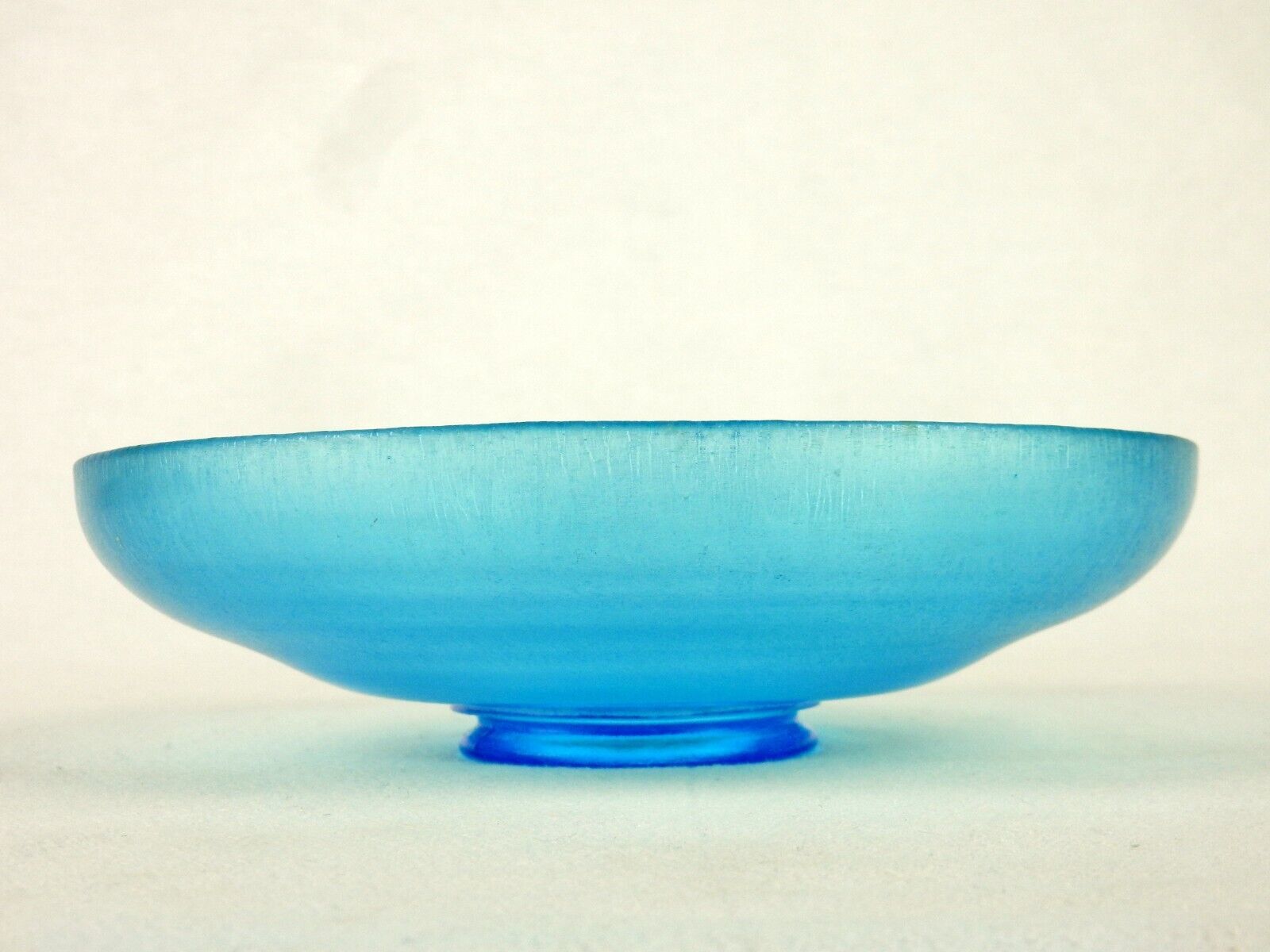 Primary image for Stretch Glass 8" Shallow Bowl, Frosted Aqua Blue, Vintage Candy Dish, Potpourri