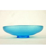 Stretch Glass 8&quot; Shallow Bowl, Frosted Aqua Blue, Vintage Candy Dish, Po... - £15.37 GBP