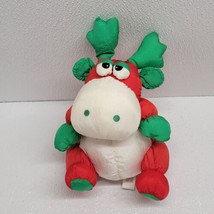 Vintage 1990 Prestige Toy Corp. Christmas Reindeer Red Nylon Plush 7&quot;  - £23.27 GBP