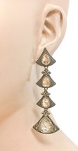 3.5&quot; Long Deco Inspired Champagne Crystals Evening Earring Pageant Casual Chic - £13.66 GBP