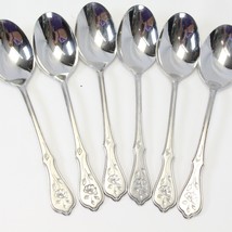 Oneida Dighton Rose Oval Soup Spoons 6 7/8&quot; 18/8 Stainless Lot of 6 Burnished - £27.26 GBP