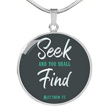 Express Your Love Gifts Seek and You Shall Find Circle Necklace Engraved Stainle - $59.35