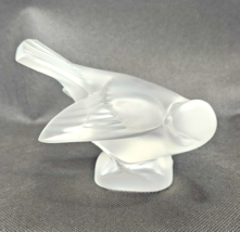 LALIQUE Frosted Crystal Glass Sparrow Bird Paperweight Figurine - £50.61 GBP