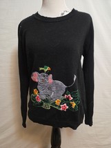 Ades of California Women&#39;s Sweater Size Medium 70s V-neck Embroidered El... - $38.95