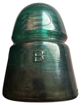 Vintage Antique Brookfield B on Skirt Beehive Dark Green/blue Glass Insulator #B - £9.77 GBP