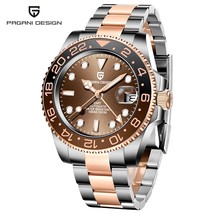 PAGANI DESIGN Sapphire GMT Watch Stainless Steel Men Automatic Watch Waterproof  - £168.57 GBP