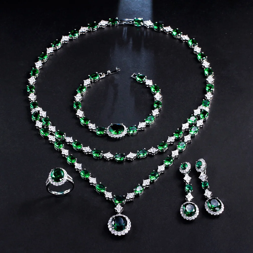 Magnificent 4Pcs CZ Bracelets Necklaces Bijoux Femme Earrings for Women ... - $75.67