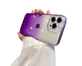 Anymob iPhone Case Purple Gradient Transparent Shockproof Camera Protection  - £18.61 GBP