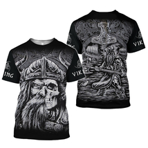 Viking tattoo son of valhala t shirts Men Steampunk 3D O-neck quick-drying 8 - £7.89 GBP