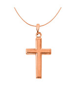 Genuine 14k Rose Gold 0.86&quot; Latin Cross Religious Pendant Necklace 16&quot; t... - $305.00+