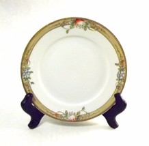 Small Nippon China Moriage Morimura White Condiment Plate Gold Rim with Flowers - £21.79 GBP