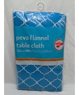 Vintage Peva Flannel Blue Table Cloth 52&quot; X 90&quot; - $254.24 MXN