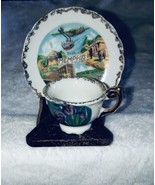 Small Teacup And Saucer Set- Memphis Theme On Stand, Made In Japan - £14.59 GBP